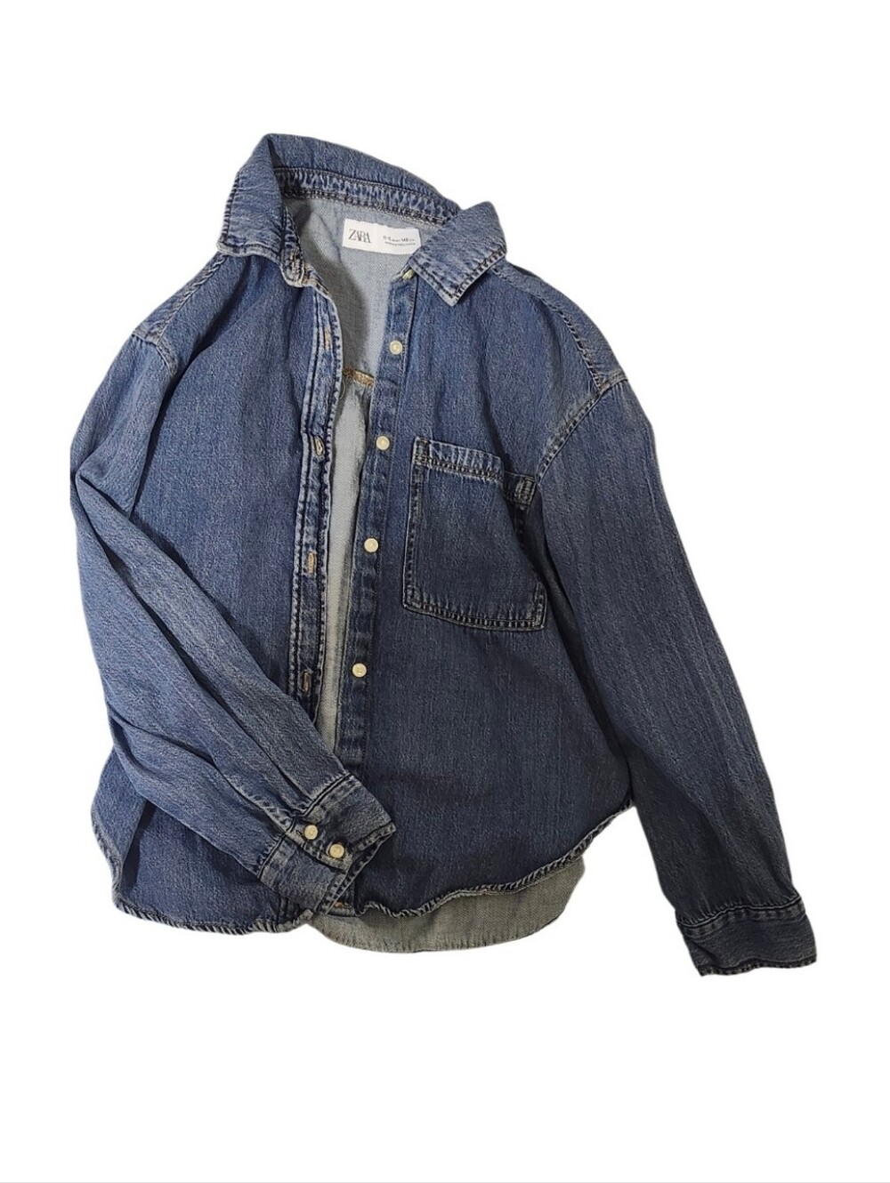 Zara Denim Button Down Shirt Size 11-12 Like New